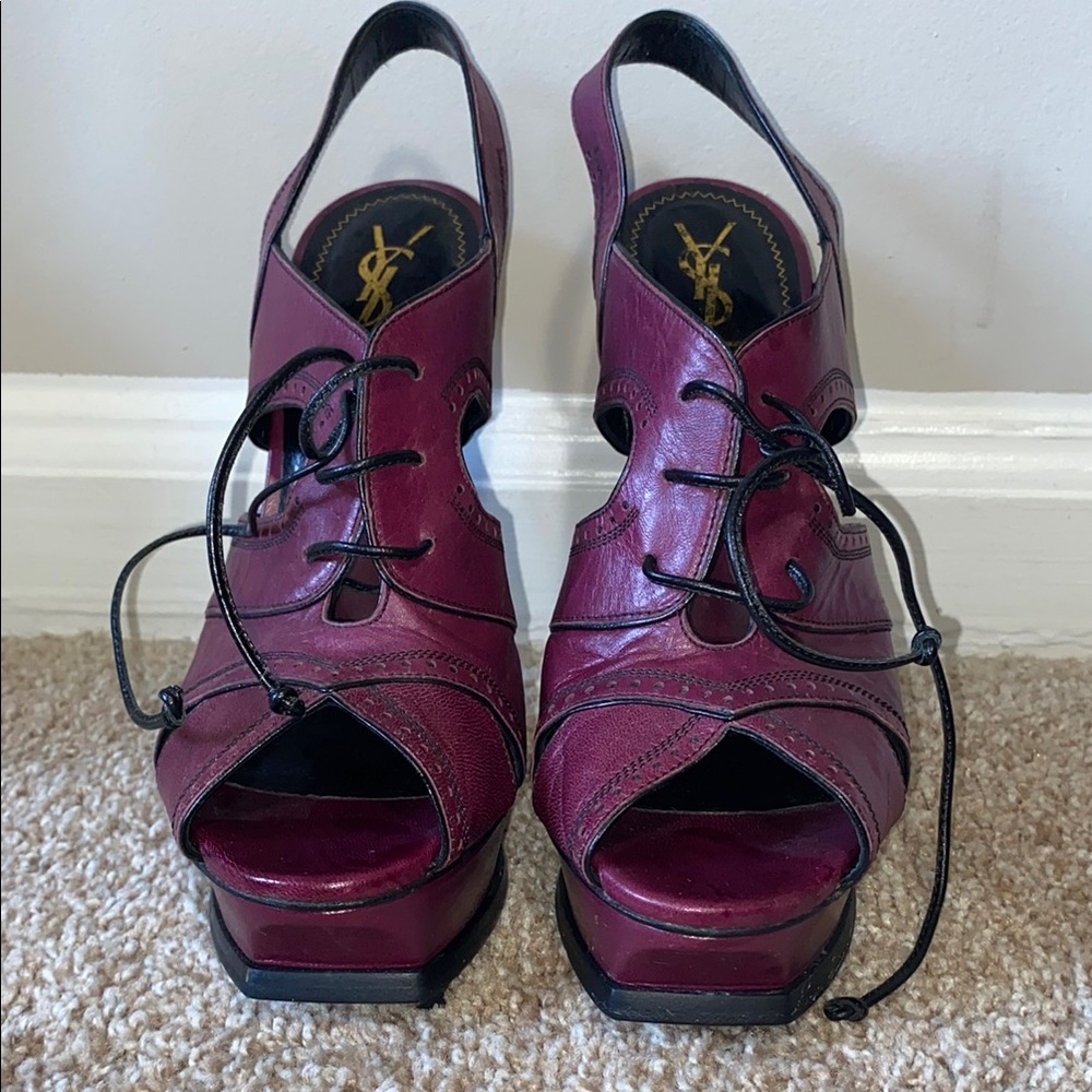 Yves Saint Laurent Women's Burgundy Platform Heels